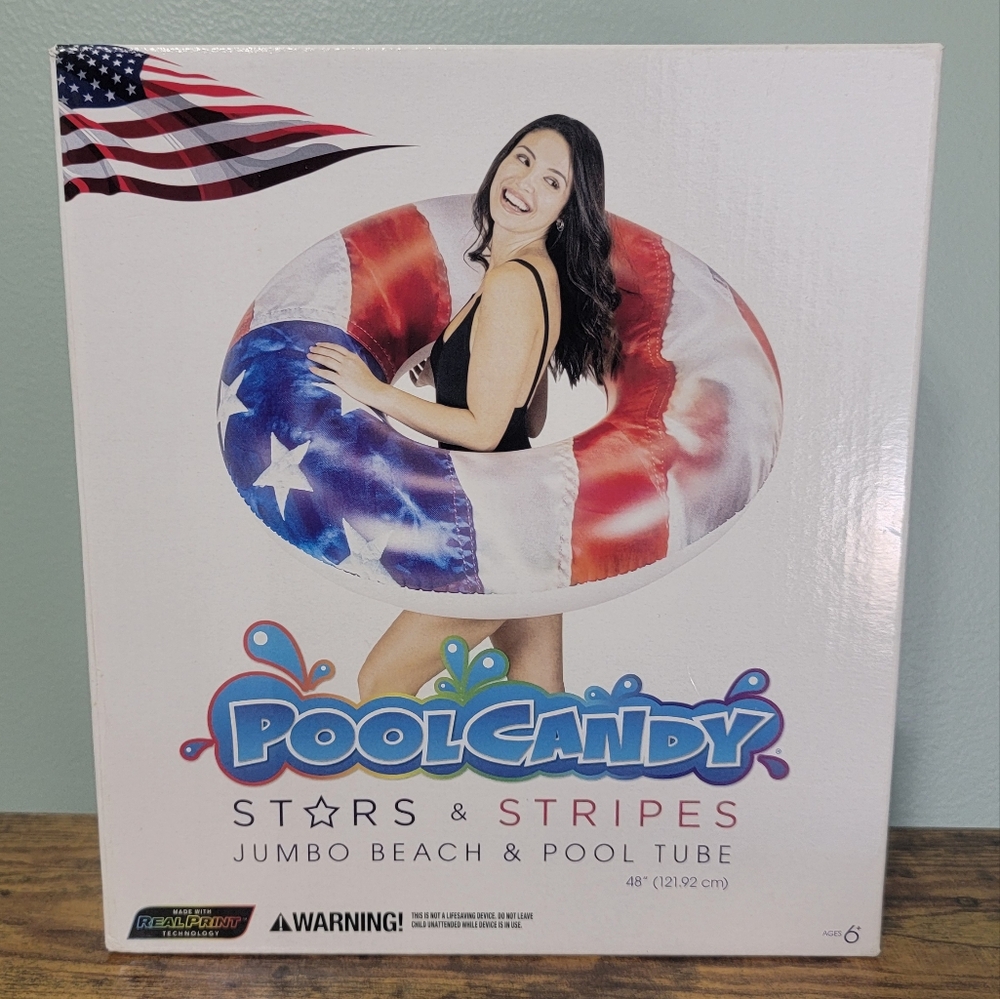Jumbo Pool Tube 48"‎ Stars & Stripes New Beach Lake Summer Water Patriotic